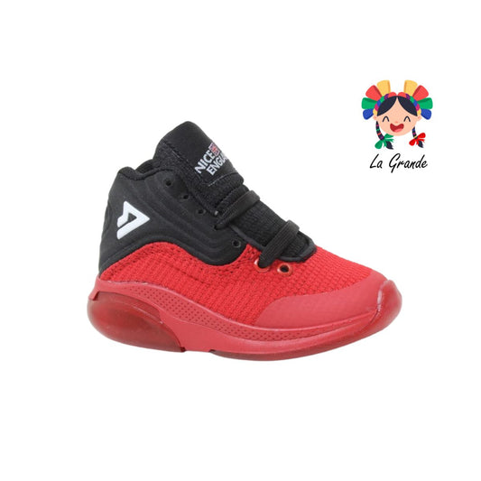 6071 SAETTA PREMIERE Rojo Negro Sint tenis Casual de bota para Niña y Niño