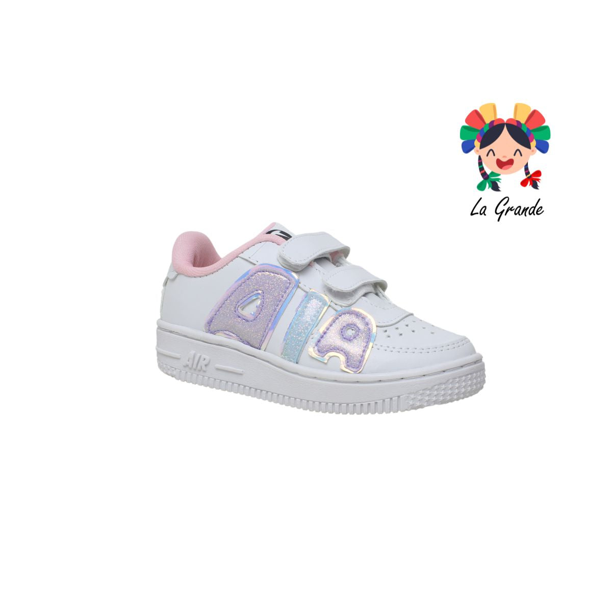 610 FON-VER Blanco Multicolor Sint Tenis Escolar Choclo con Contactel para Niña