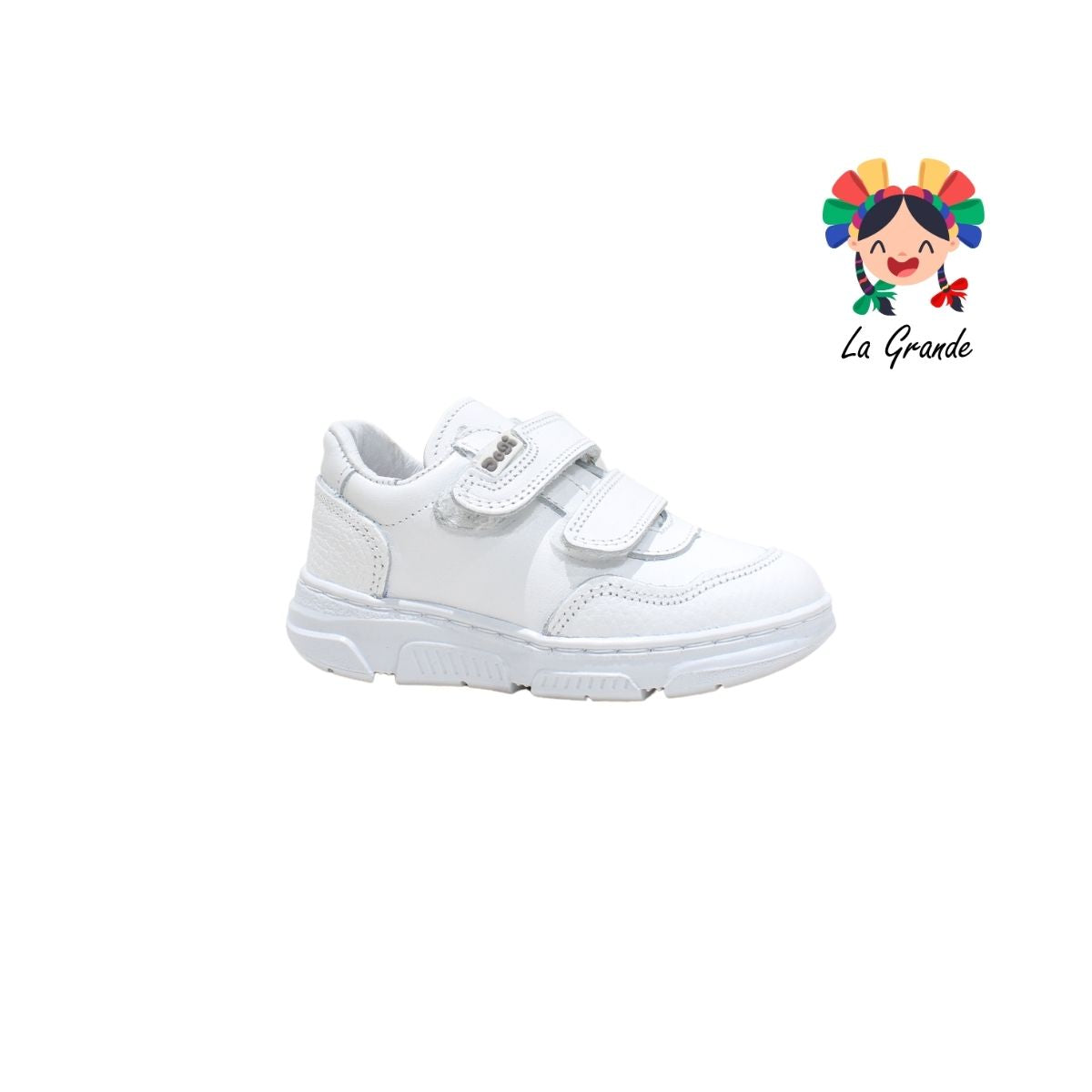 6322 DOGI Blanco Blanco Piel Tenis Escolar Choclo para Niña,Niño,Joven y Dama