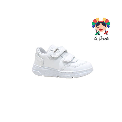 6322 DOGI Blanco Blanco Piel Tenis Escolar Choclo para Niña,Niño,Joven y Dama