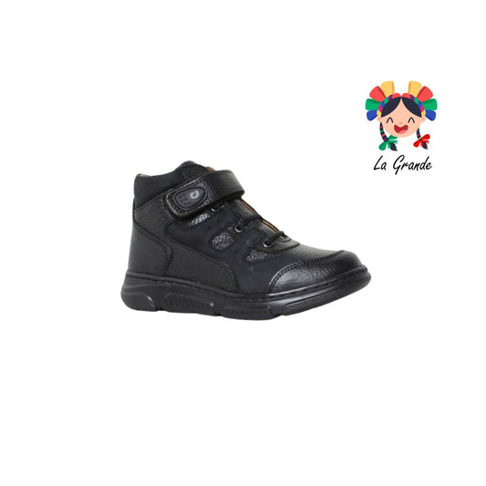 6323 DOGI Negro Piel Zapato Escolar para joven