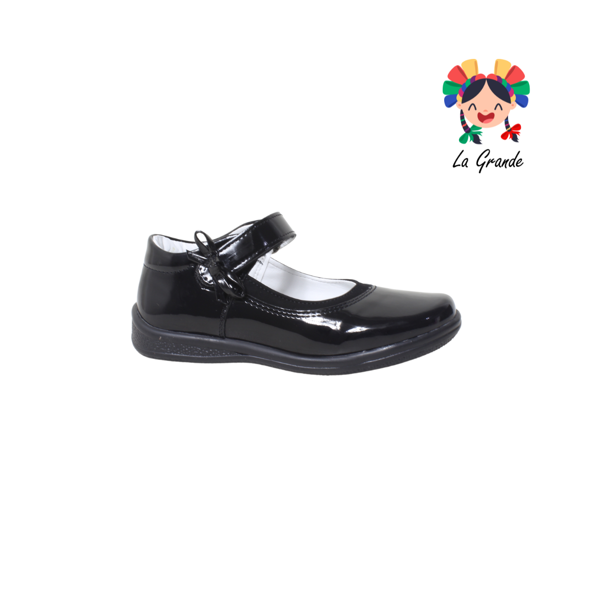 638 DULCE CEREZA Negro Sint Charol Zapato Escolar  Para Niña