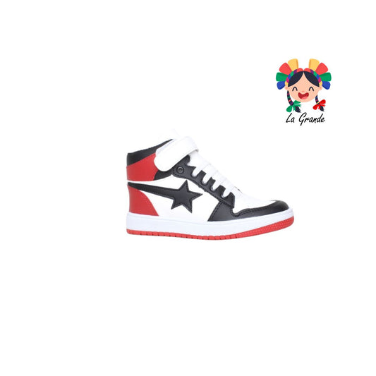 641 VIRY & TONY negro banco rojo Tenis de bota infantil para niño