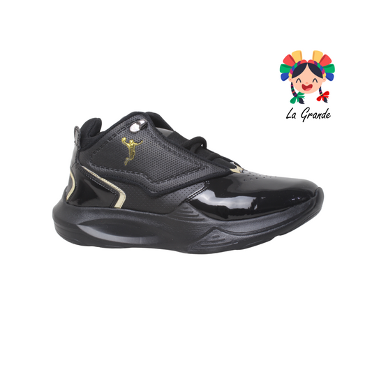 685 ZOOMER Negro Oro Charol Tenis Tipo Bota Deportivo para Caballero