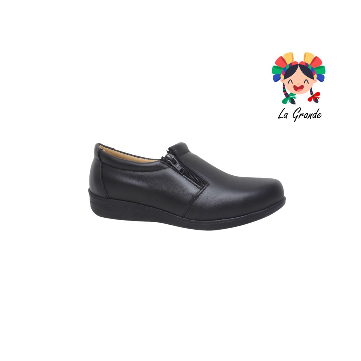 7005 LUBERT Negro Confort zapato de piel para dama