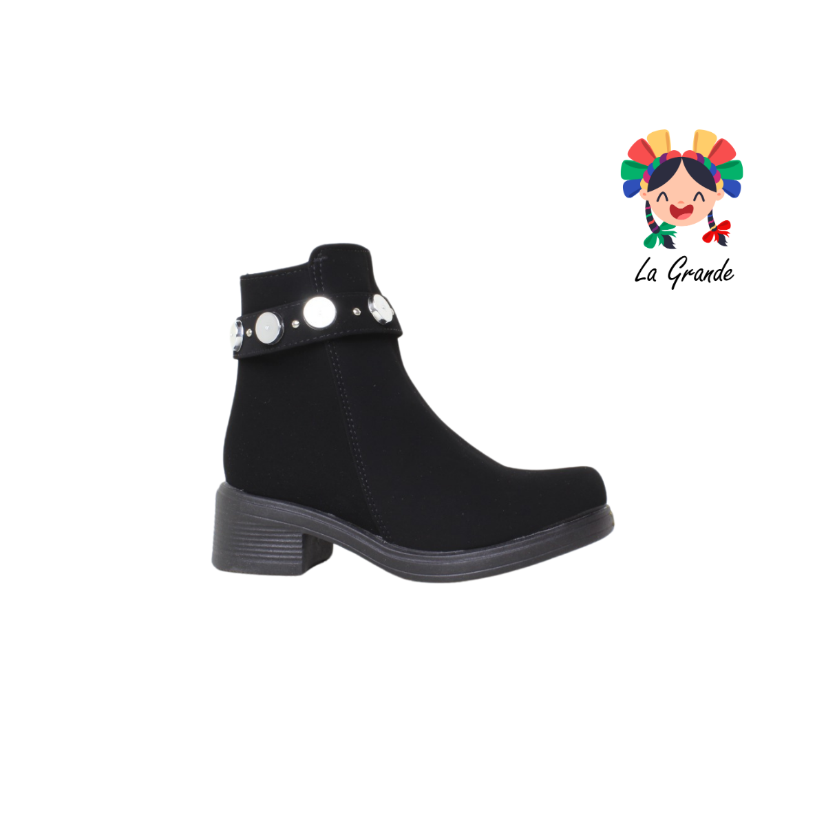 710 DULCE CEREZA Negro acabado Nobuck Bota Infantil Para Niña