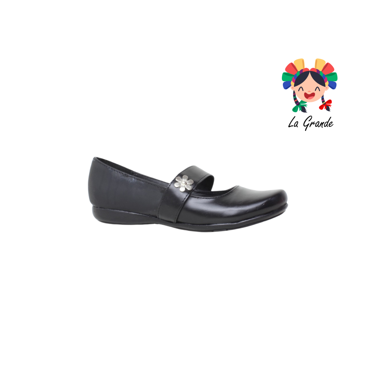 7223 CHELITAS negro zapato de piel escolar para jovencita