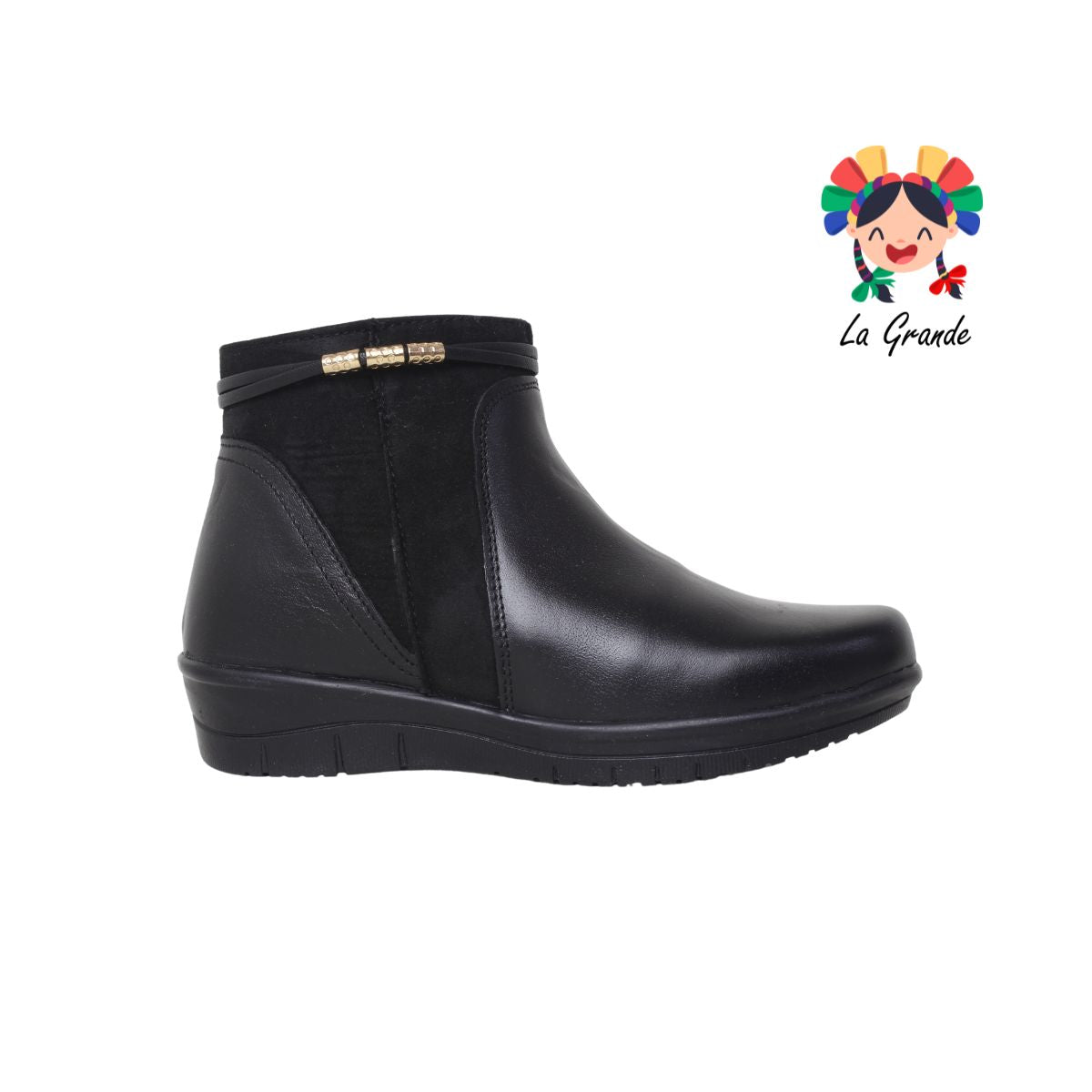 723 RIDDRA MORATTI Negro Piel Botin Casual para Dama