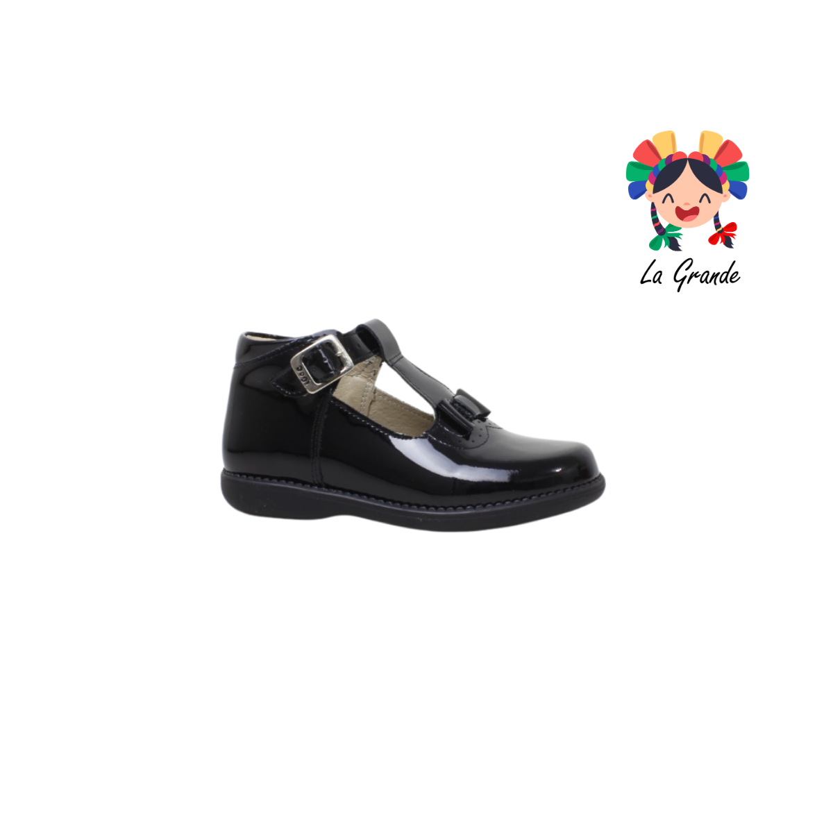 728 DOGI Negro Piel Charol Zapato Escolar para Niña