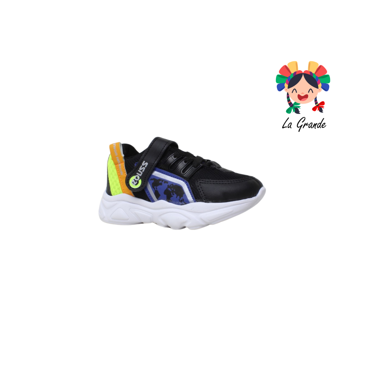 730 ROUSS negro rey verde tenis tipo choclo infantil niño