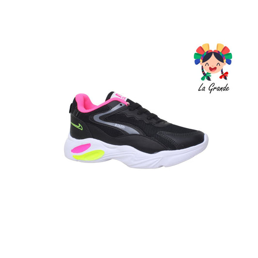 733 ROUSS Negro Fucsia Tenis Choclo para Dama