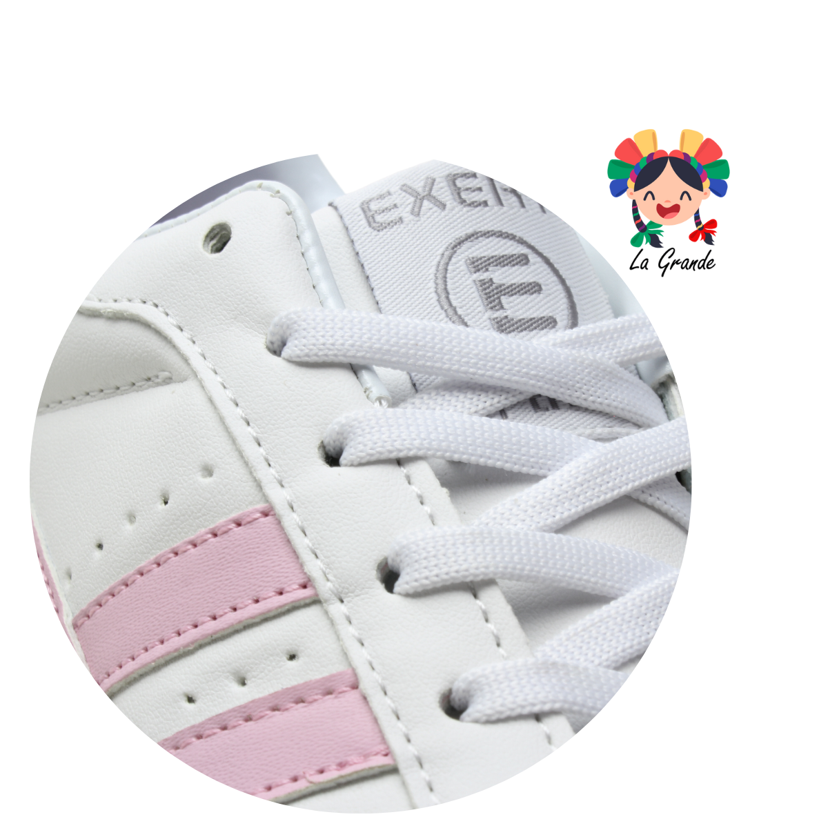 740 EFFORT blanco con rosa tenis escolar infantil para niña y dama