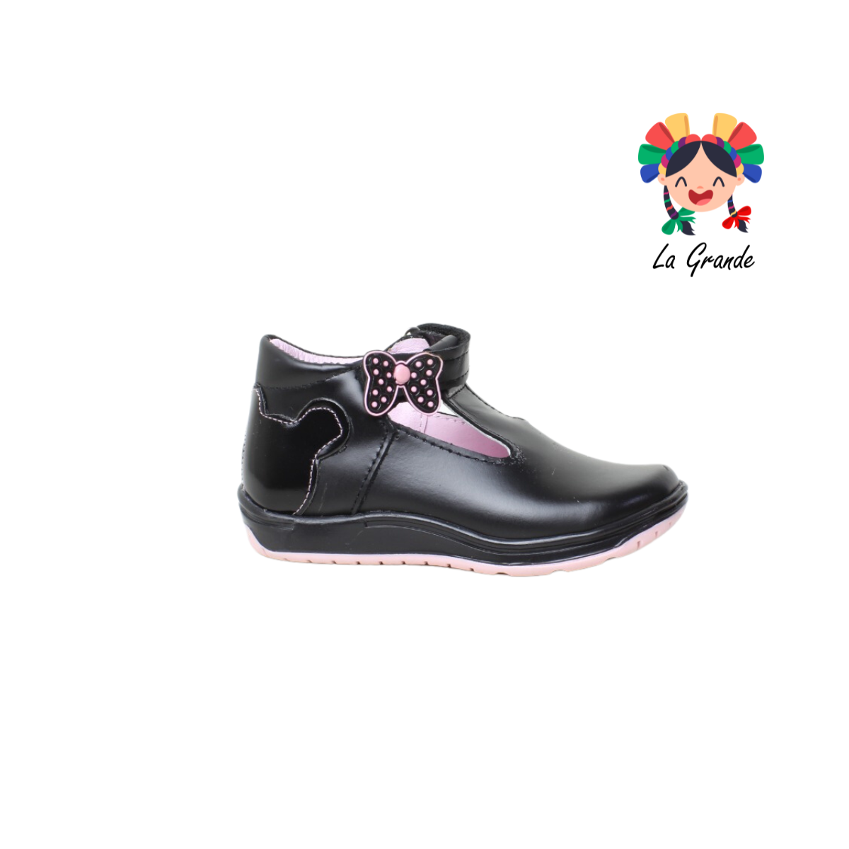 470 WIZZY Negro Piel Moño Zapato Casual para Niña