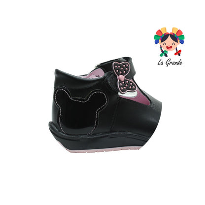 470 WIZZY Negro Piel Moño Zapato Casual para Niña