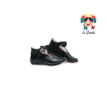 470 WIZZY Negro Piel Moño Zapato Casual para Niña