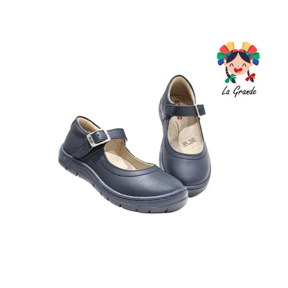 7434 DOGI Azul Marino Piel Zapato Escolar para Niña y Dama