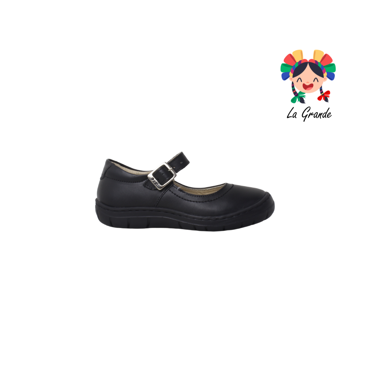 7434 DOGI Negro Piel Zapato escolar infantil para niña y jovencita