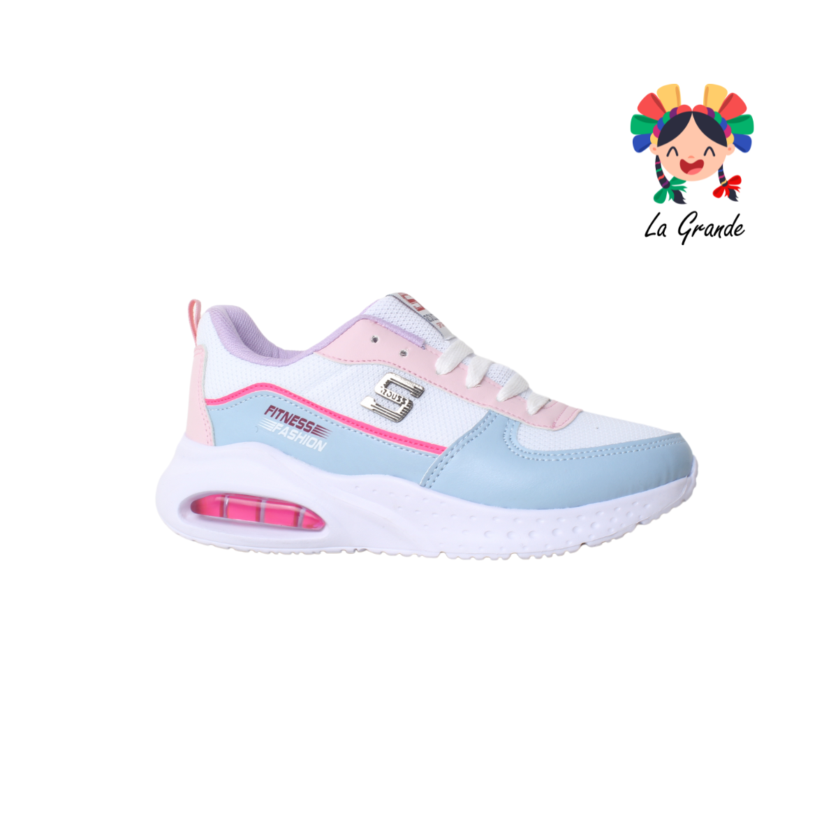 746 ROUSS Bco Cielo Rosa Sint Tenis Running de Válvula para Dama