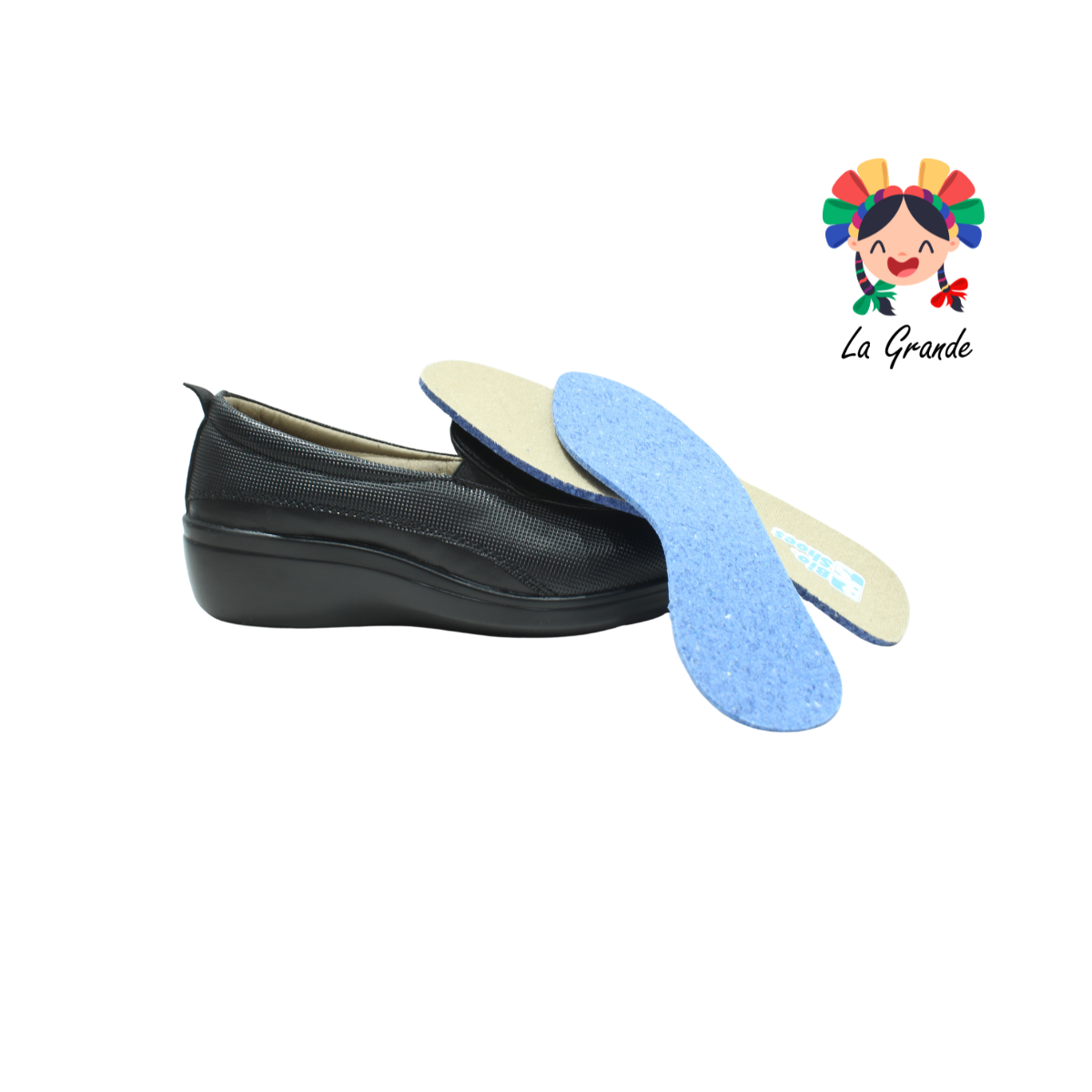 7518 BIO SHOES NEGRO de Piel Zapato sin Costura para Dama