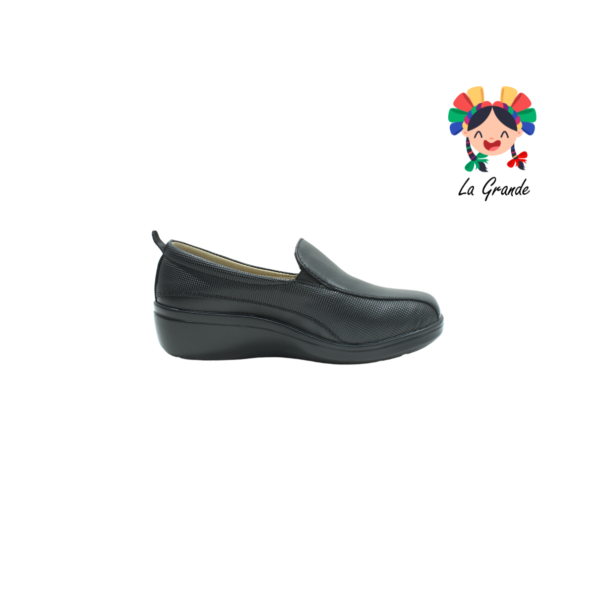 7518 BIO SHOES NEGRO de Piel Zapato sin Costura para Dama