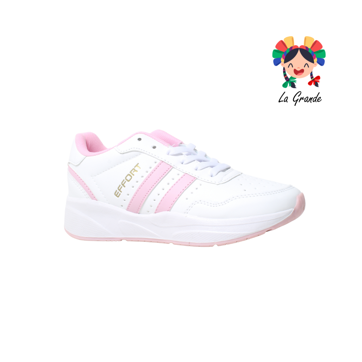 754 EFFORT Blanco Rosa Sint Tenis Escolar para Dama