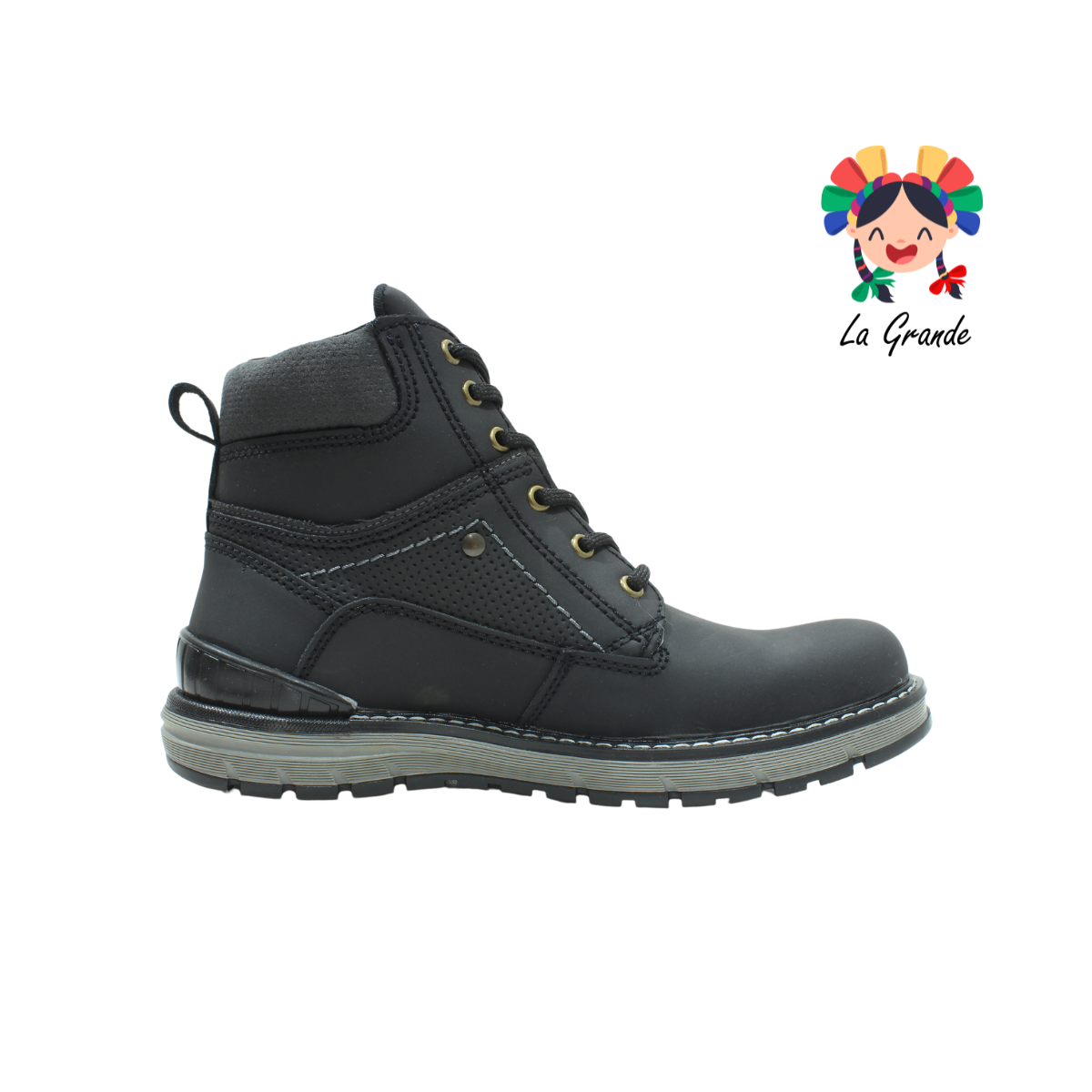 7585 SPEEDY Negro bota sintetica-textil de agujeta antiderrapante para caballero