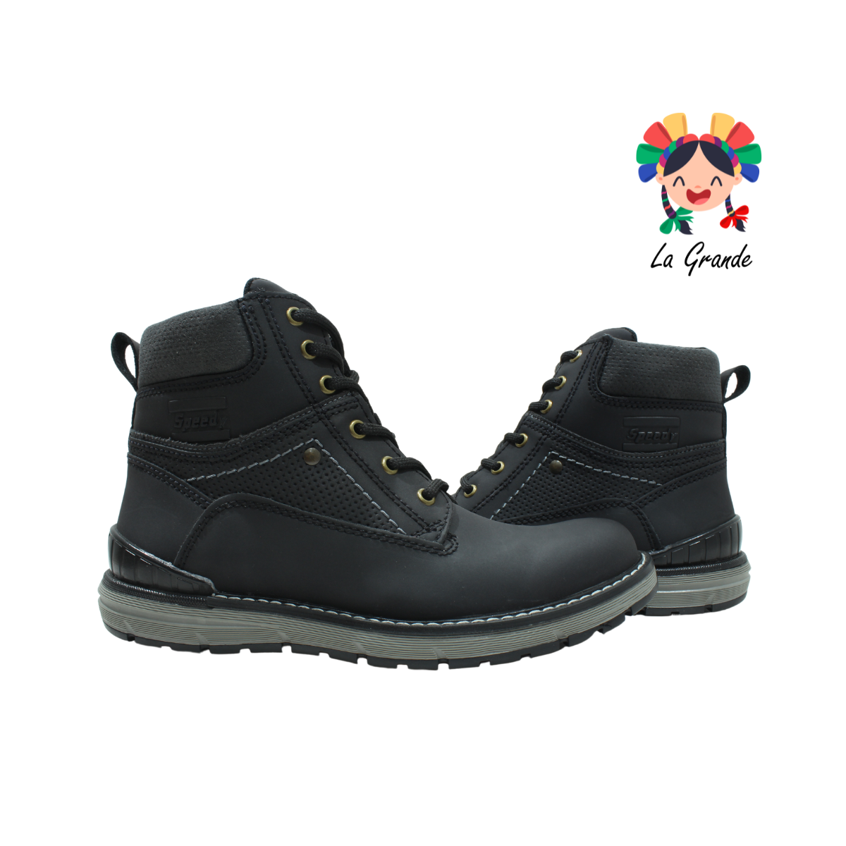 7585 SPEEDY Negro bota sintetica-textil de agujeta antiderrapante para caballero