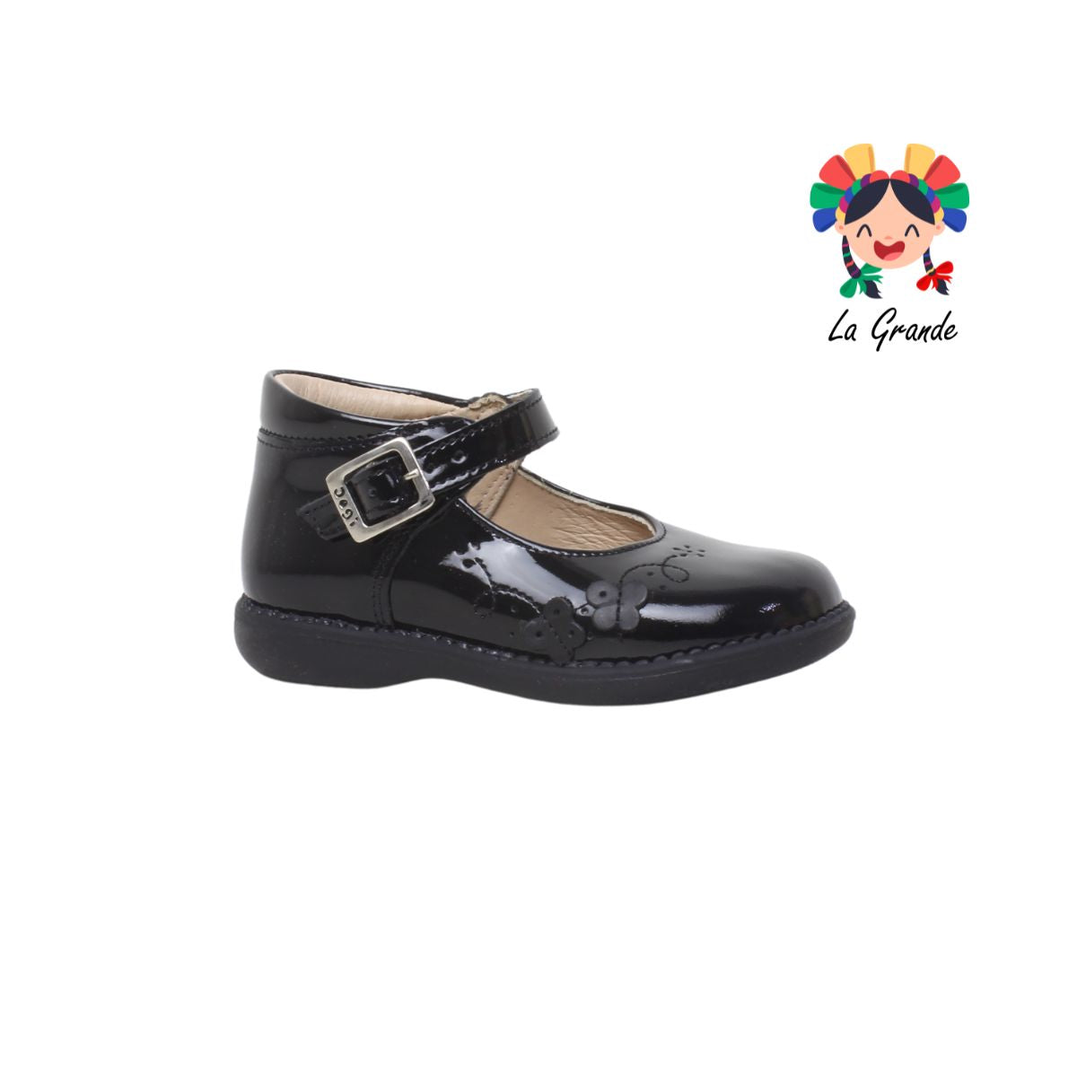 760 DOGI Negro Piel Charol Zapato Escolar para Niña