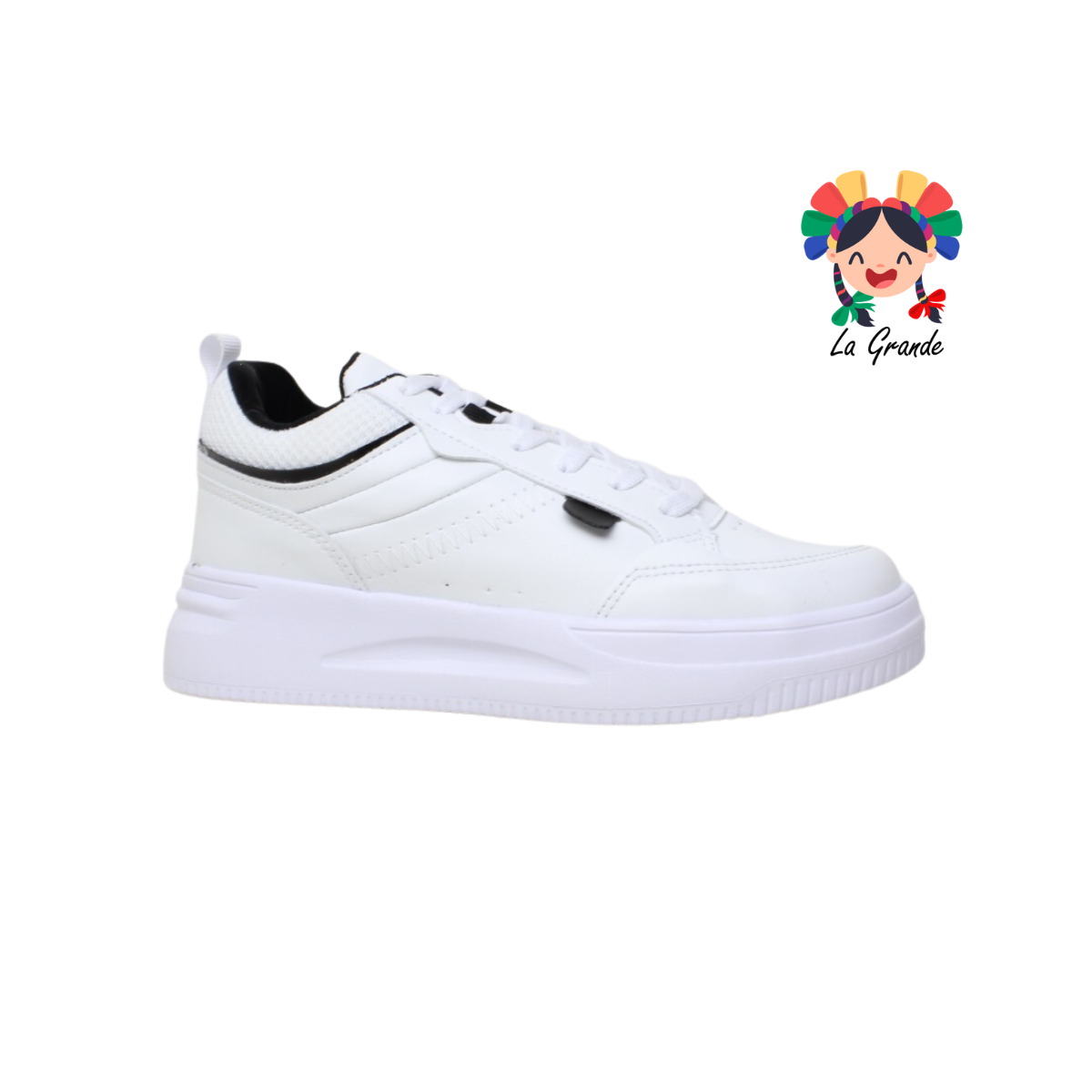 760 MAKKENA Blanco Negro Sint Tenis Casual para Dama y Joven