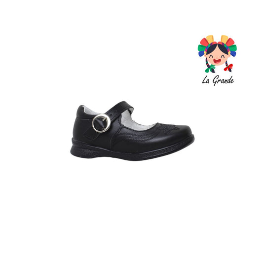 8002 CHELITAS Negro Zapato Escolar de Piel para niña