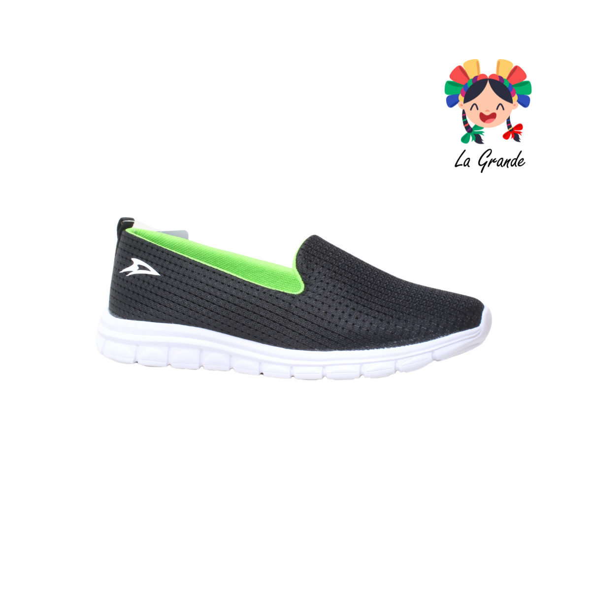 800 CARTIAN SPORT Ngo Bco Vde Neon Textil Tenis Tipo Mocasín Casual Para Dama