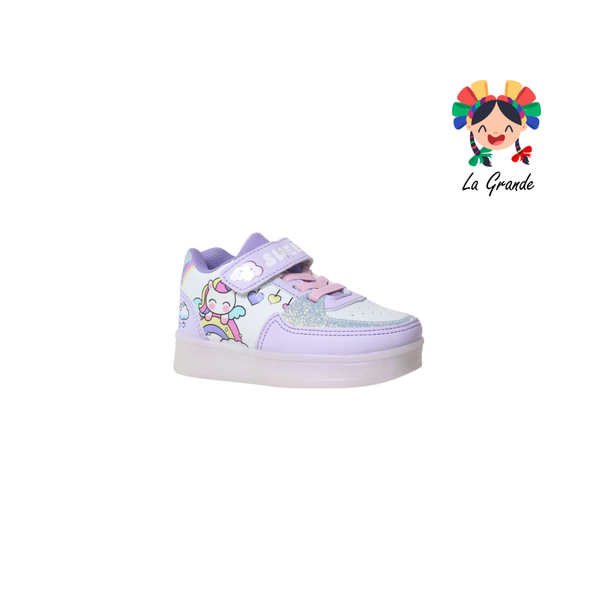 81-80 SPACE BOYS Blanco Lila Sint Tenis Casual con Luz Led para Niña