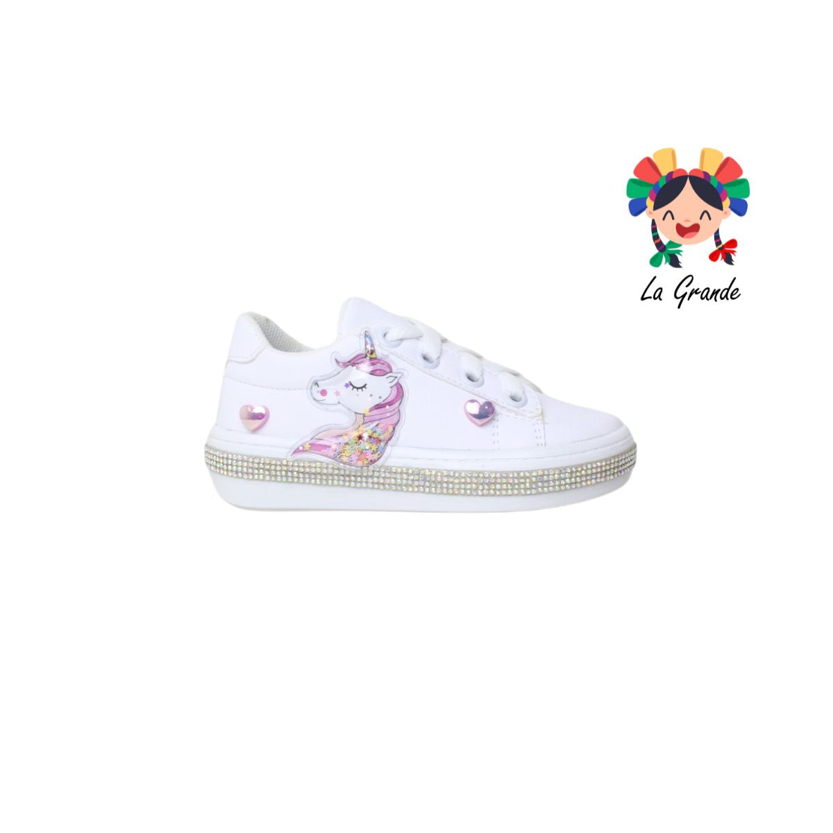 8100 PAOLA RAMIREZ Blanco Rosa Unicornio Sint Tenis Choclo para Niña