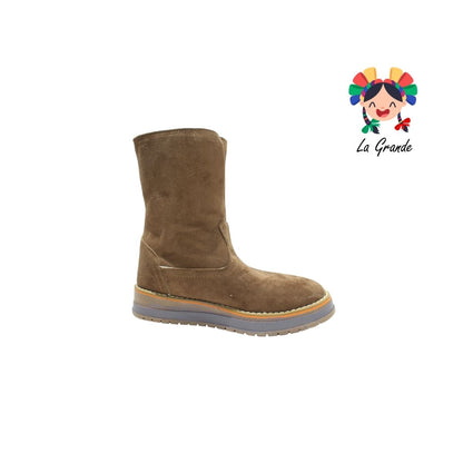 820 H-GROSS Madera Textil Café Bota Casual Afelpada para Niña y Dama