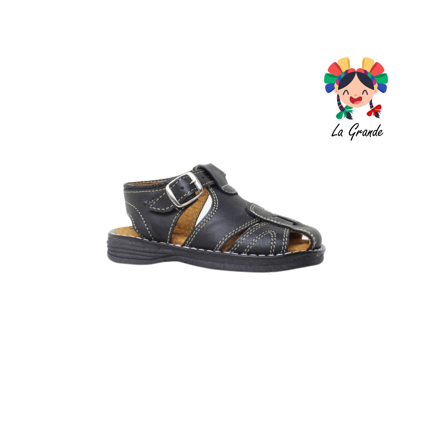 830 MOMISH Negro piel Huarache Infantil para Niño y Joven