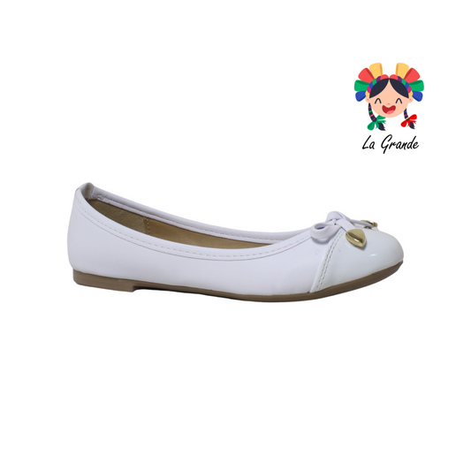 839 YUL Blanco Cabra/Charol zapato tipo balerina para dama