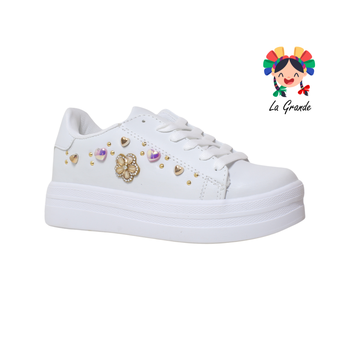 840 CHAMPS Blanco Tornasol tenis casuales para dama