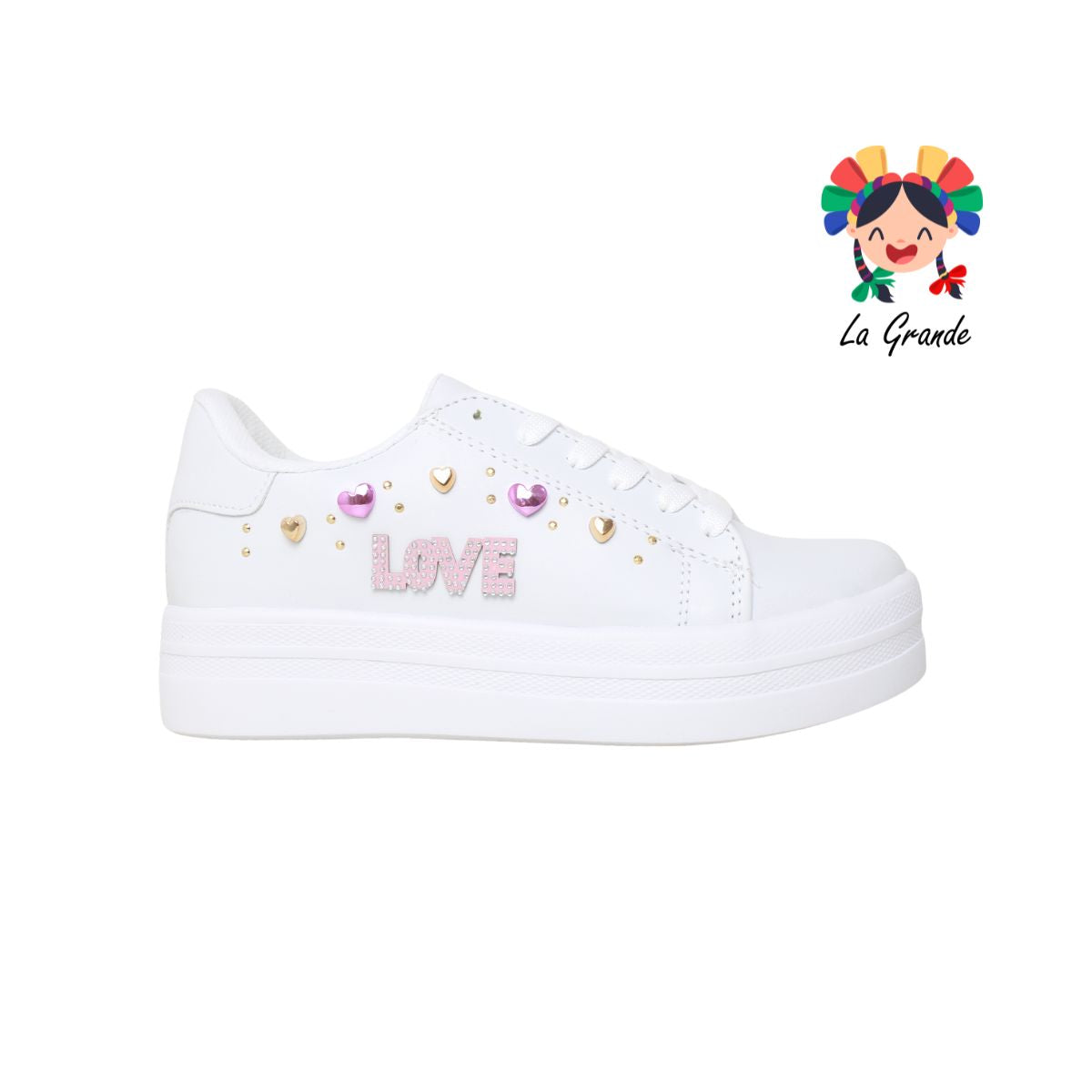 840 CHAMPS Blanco Fiusha Love Sint  tenis Casuales para Dama