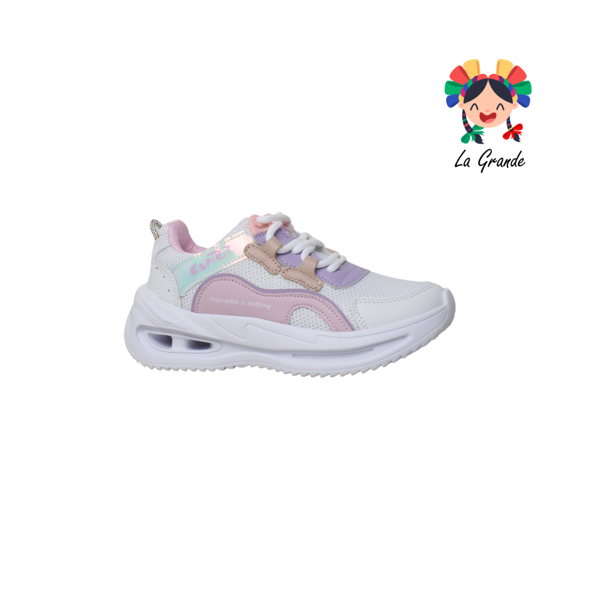 855 ESPIRIT Blanco Rosa tenis running para Dama