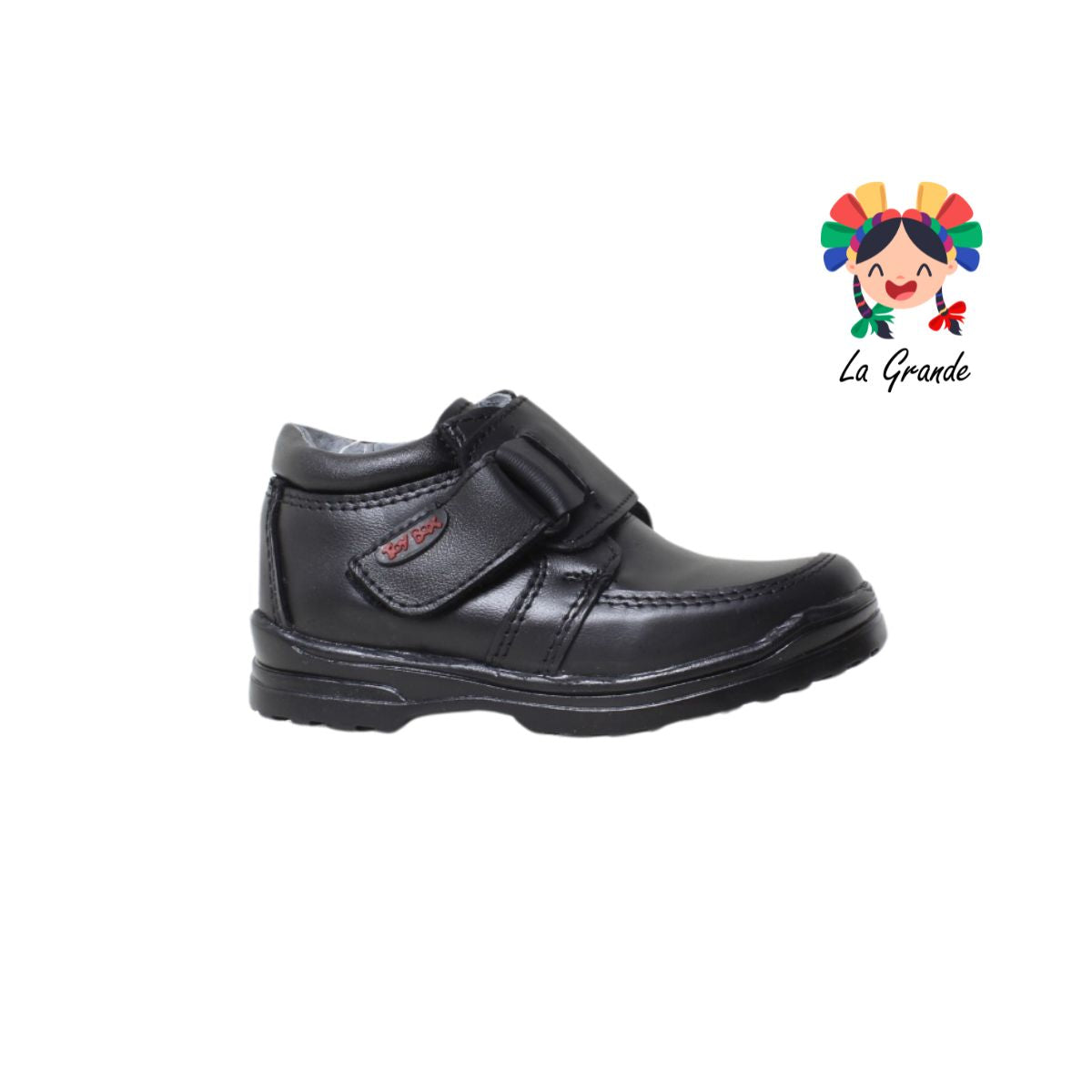 890 TOY BOX Negro Piel Zapato Choclo Escolar para Niño