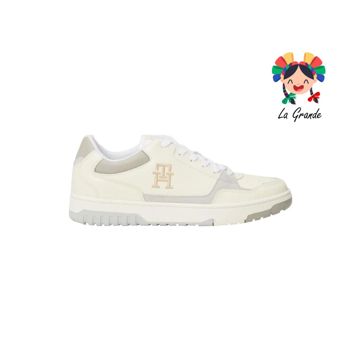 8AEF TOMMY HILFIGER Beige Gris Tenis Casual Importado Original para Caballero