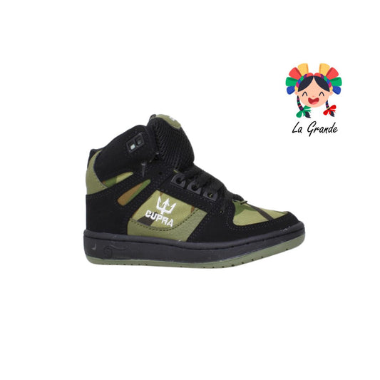 900 CUPRA Negro Verde Camuflaje Textil Tenis Urbano tipo bota para Niño