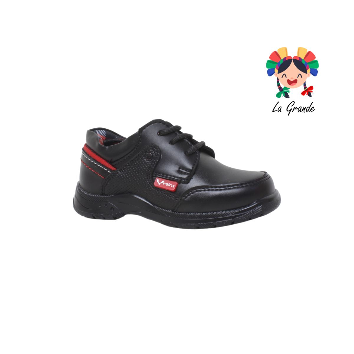 902 VELRA Negro Rojo Sint Zapato Escolar para Niño