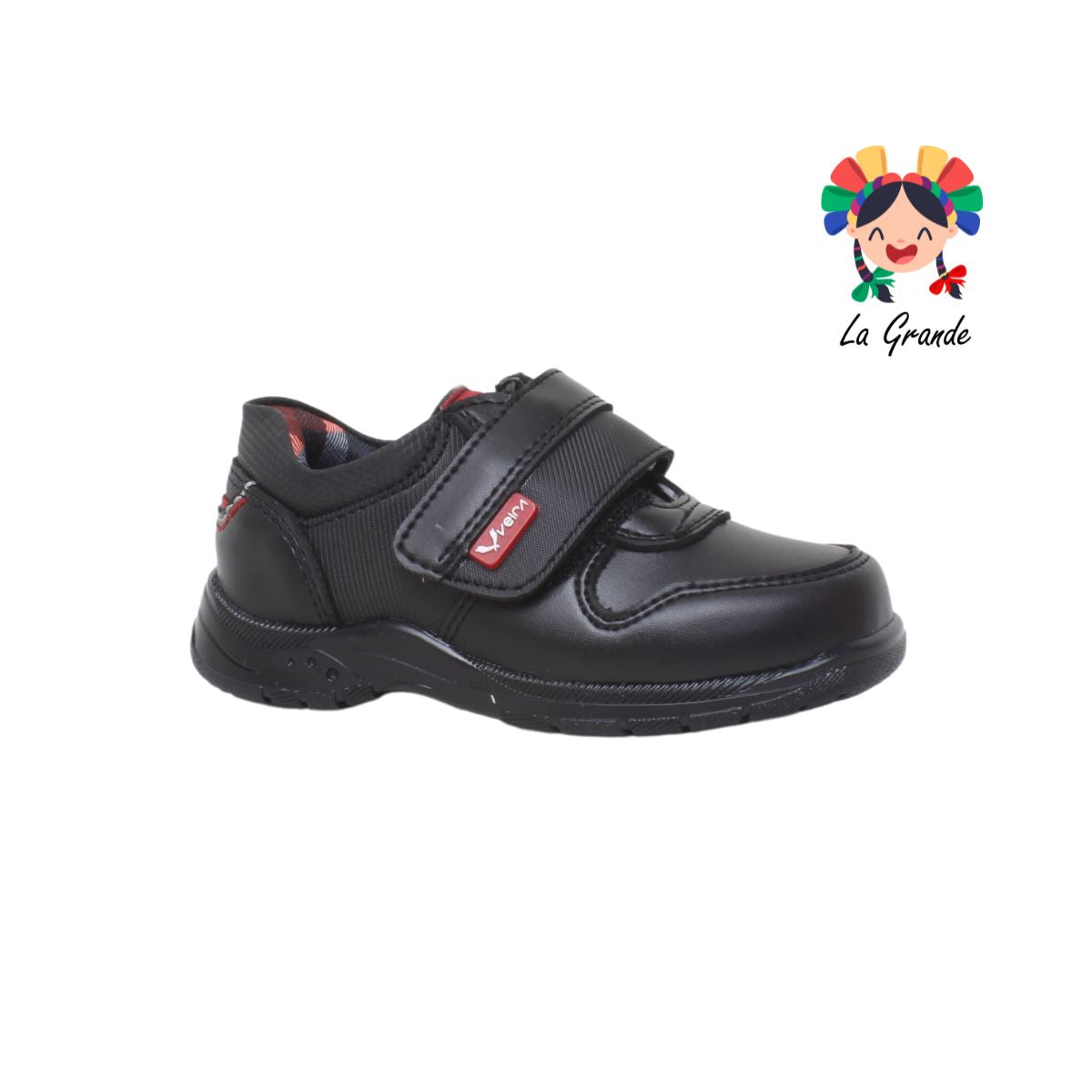 903 VELRA Negro Rojo Zapato Escolar para Niño