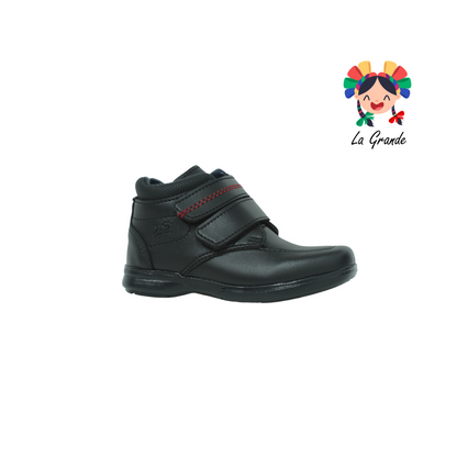 905 ECOLINE Negro Sintético Zapato Tipo Bota Escolar para Niño