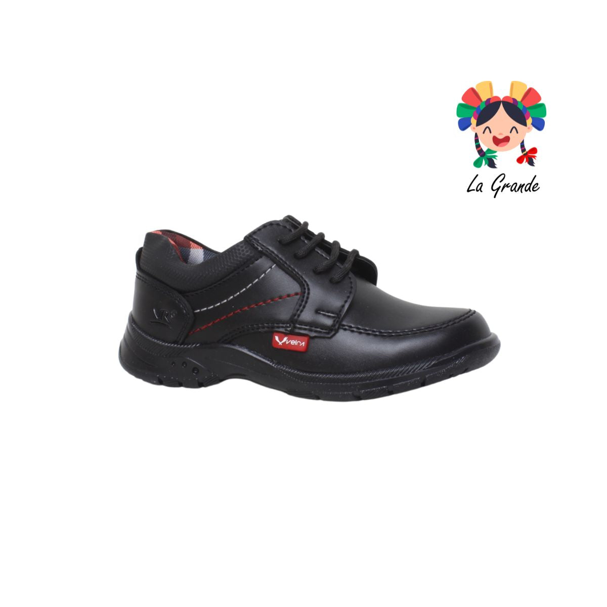 905 VELRA Negro Rojo Zapato escolar para Niño