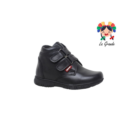 915 MAXI WELL Negro Zapato Bota de piel escolar infantil niño