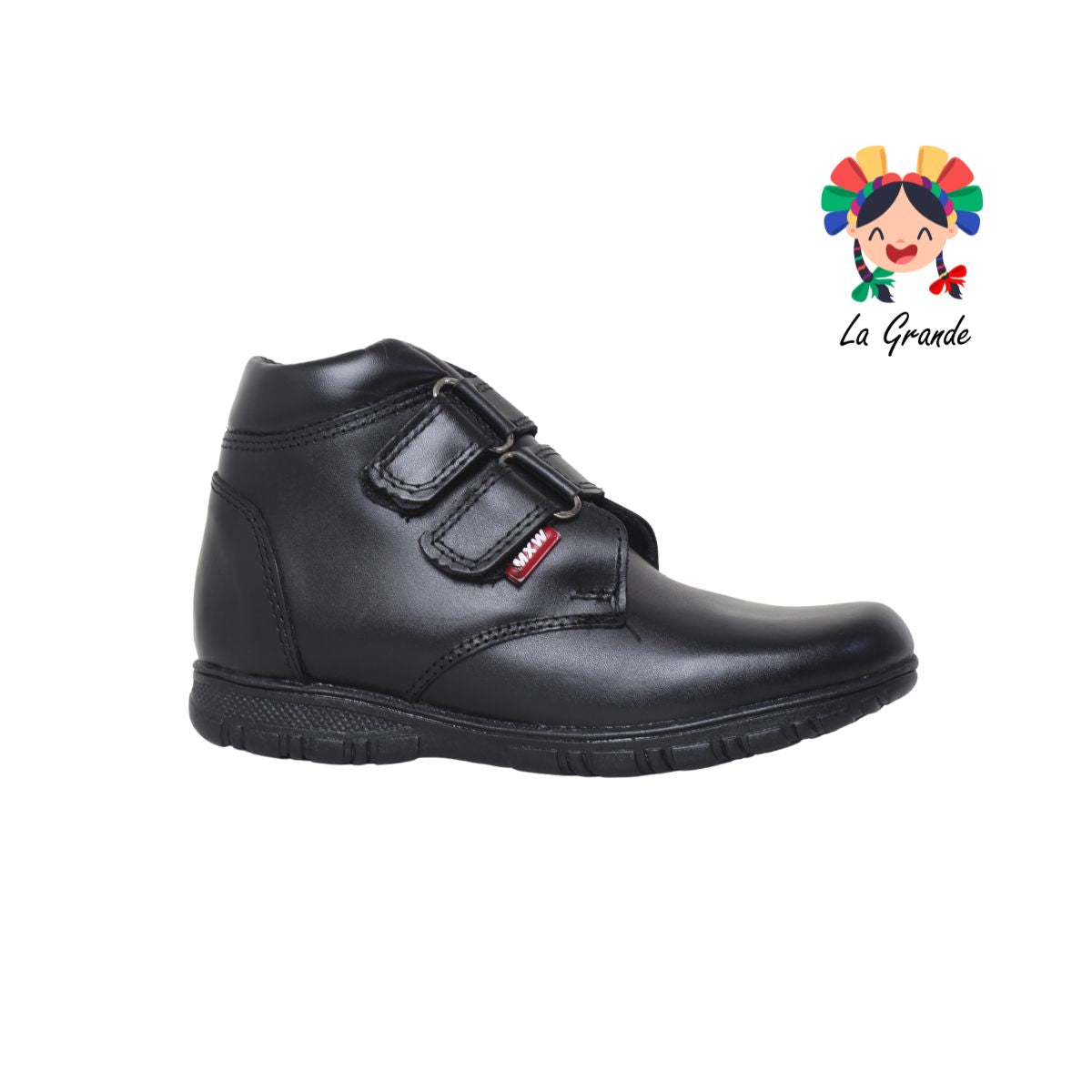 915 MAXI WELL Negro Piel Zapato Escolar Bota Niño y Joven