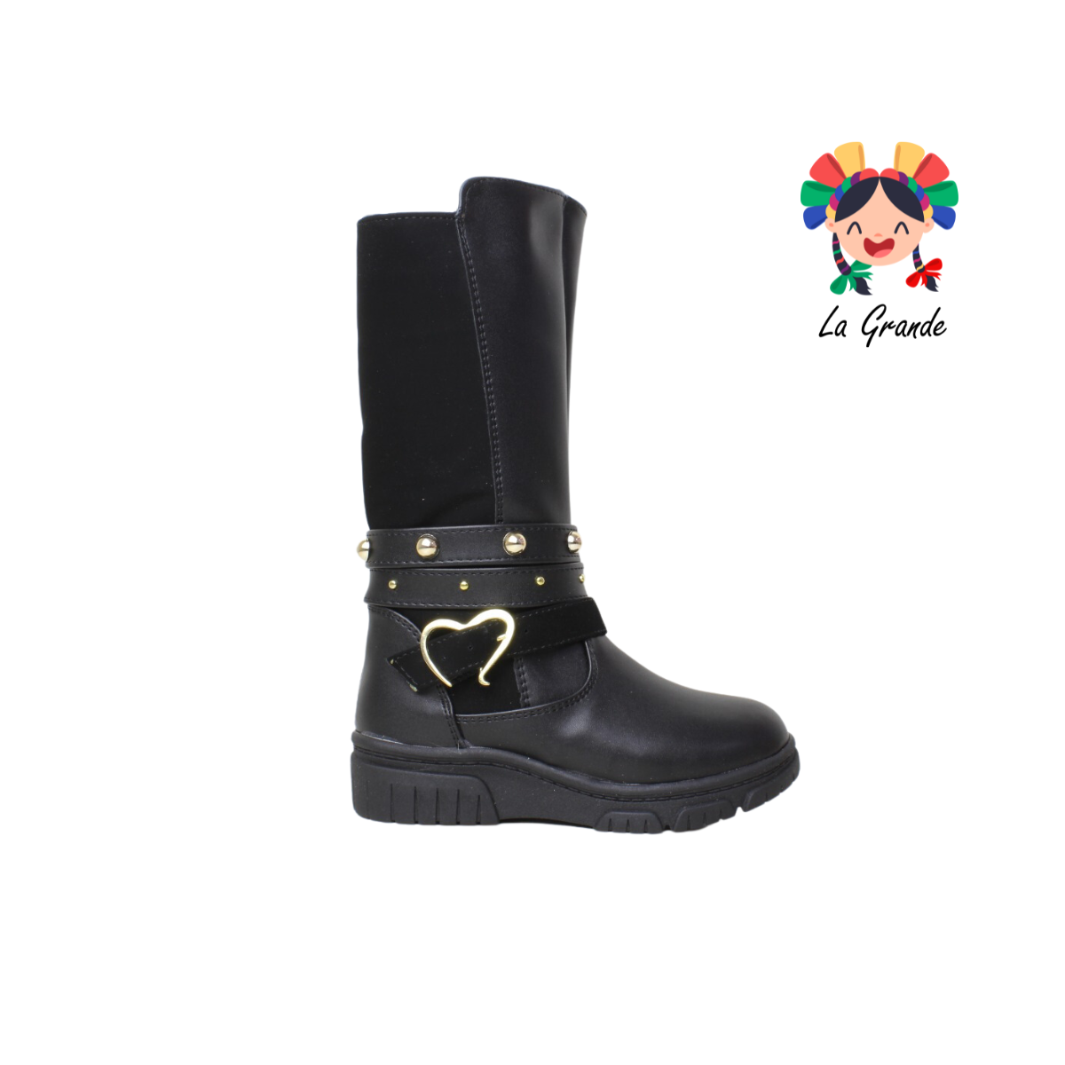 920 MIA C. Bota Negro Corazón para Niña