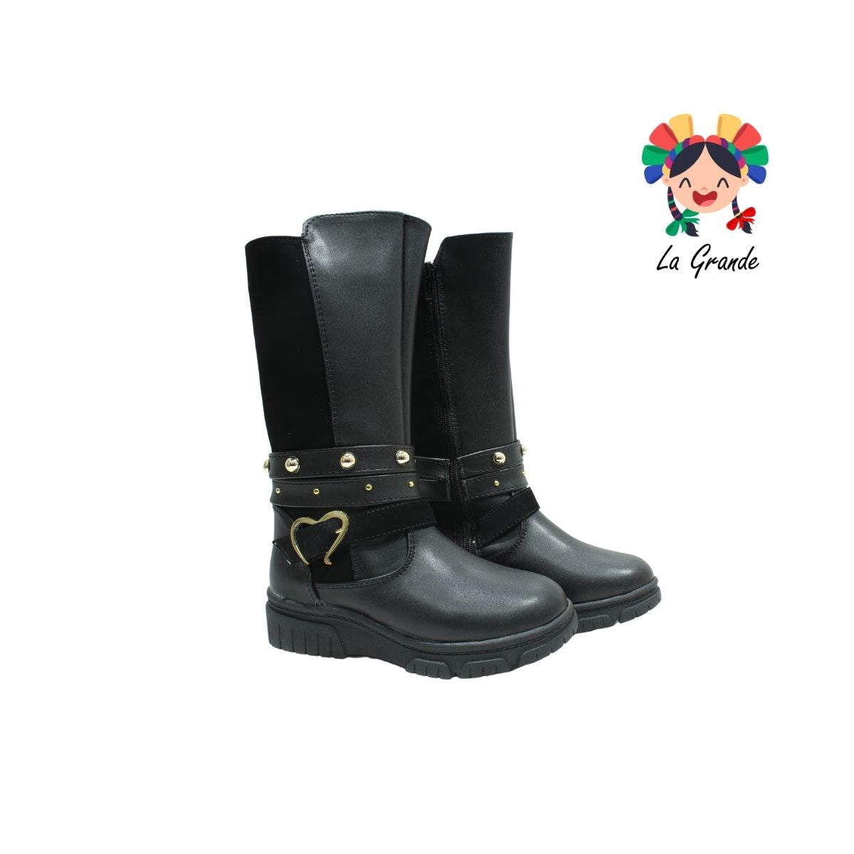 920 MIA C. Bota Negro Corazón para Niña